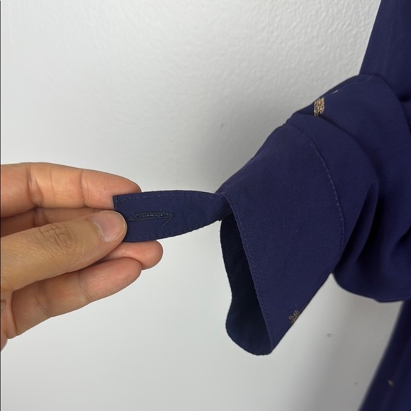 Luna Moon Dragonfly Embroidered Blue Button Down Tunic Size Large - Picture 7 of 12